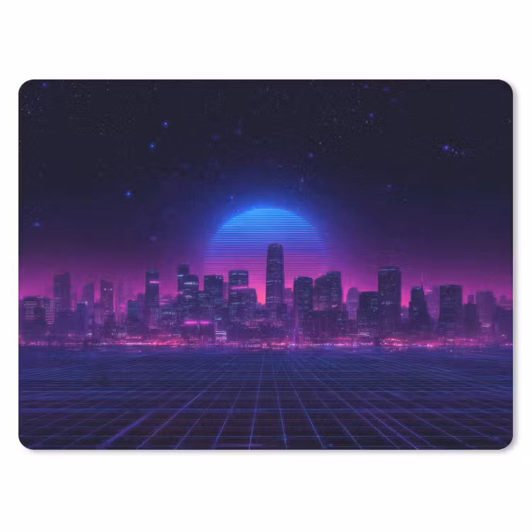 Skyline - Zon - Neon - Rasterpatroon muismat rubber klein -3d