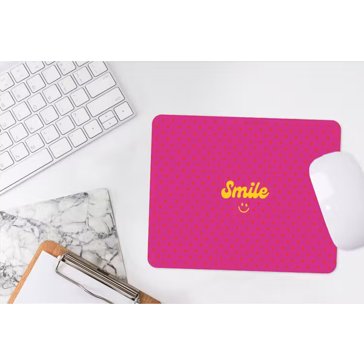 Smile - Stippen - Roze muismat rubber klein -witbureau