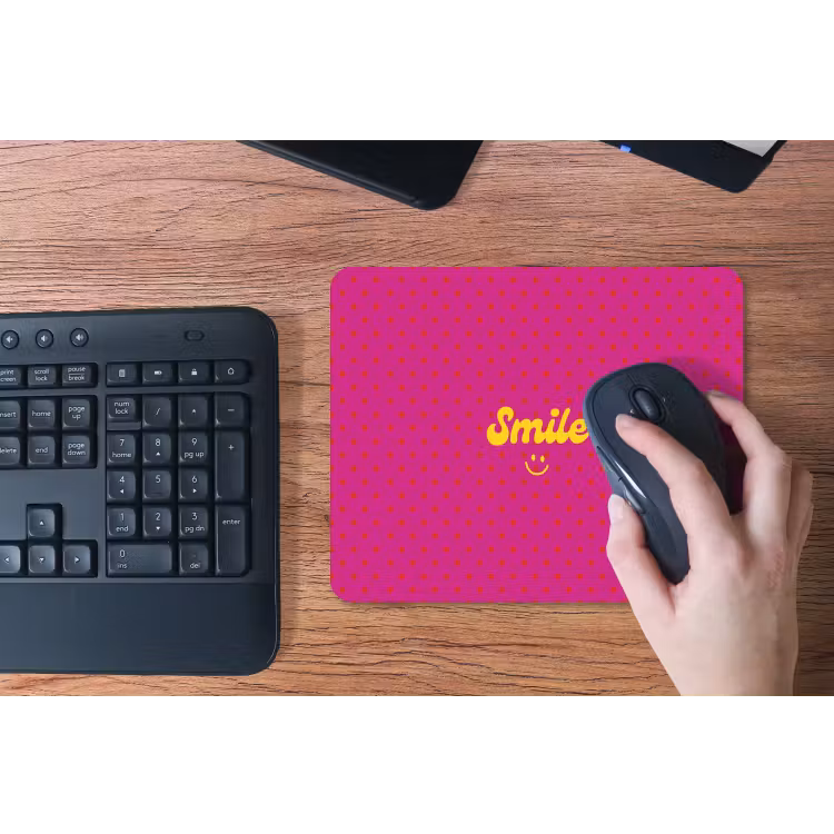 Smile - Stippen - Roze muismat rubber klein -toetsenbord