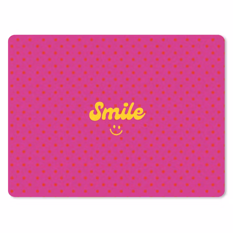 Smile - Stippen - Geel - Smiley - Roze muismat rubber klein -3d