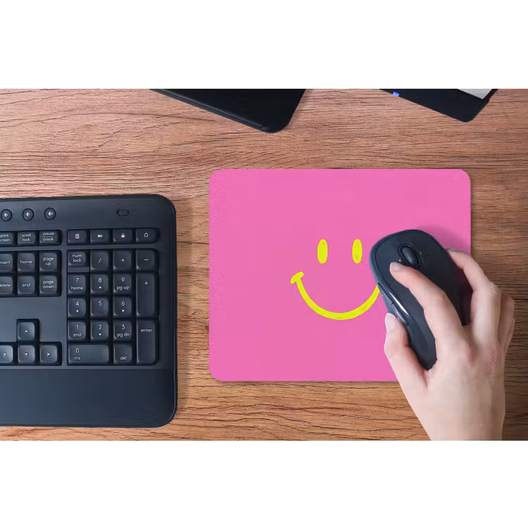 Smiley - Vrolijk - Roze muismat rubber klein -toetsenbord