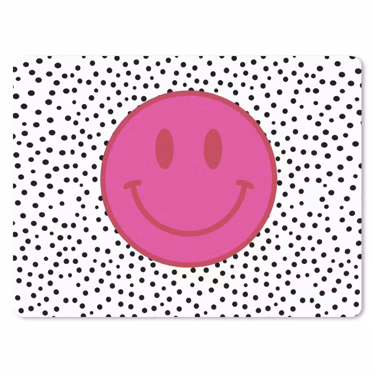 Smiley - Roze - Stippen muismat rubber klein -3d