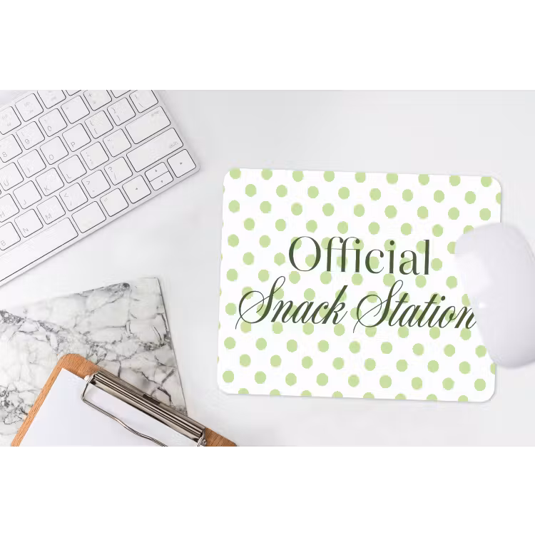 Snack Station - Groen - Stippen muismat rubber klein -witbureau