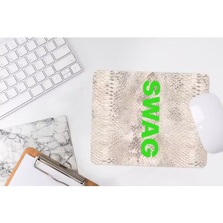Slangenprint - SWAG - Neon - Groen muismat rubber klein -witbureau