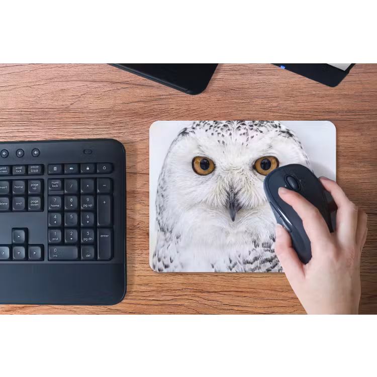 Sneeuwuil - Oog - Wildlife - Wit muismat rubber klein -toetsenbord