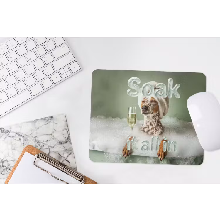 Soak it all in - Hond - Bad muismat rubber klein -witbureau