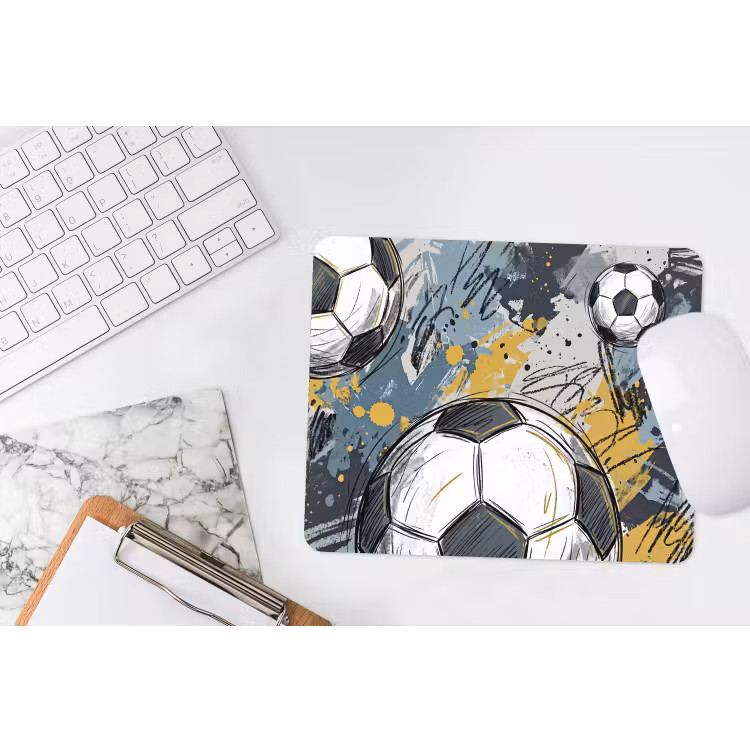 Voetbal - Abstract - Sport - Kleurrijk muismat rubber klein -witbureau
