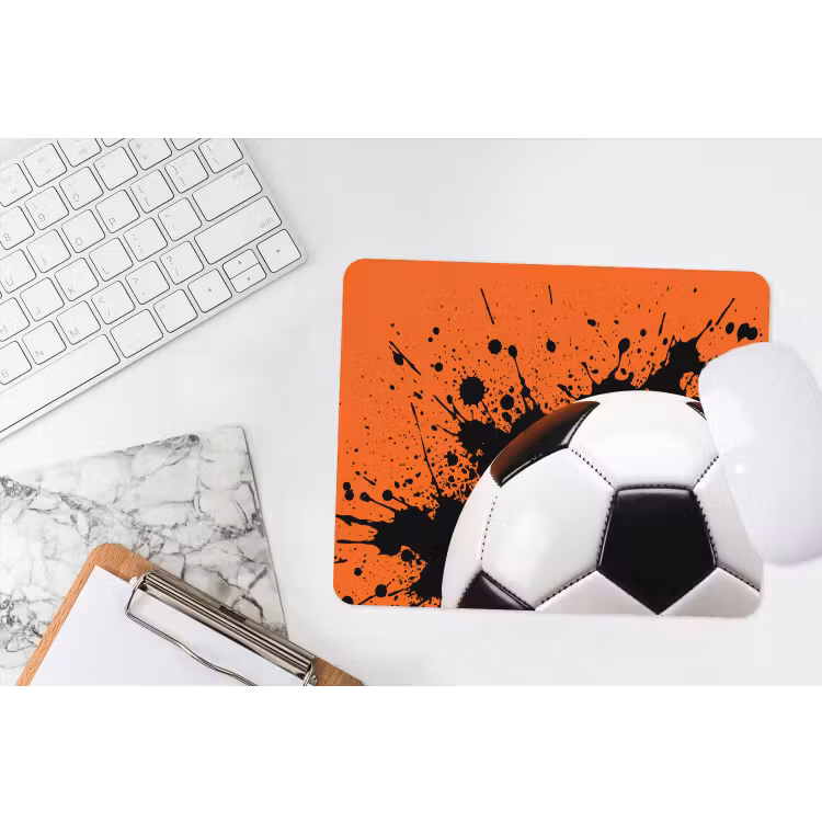 Voetbal - Verf - Sport - Oranje muismat rubber klein -witbureau