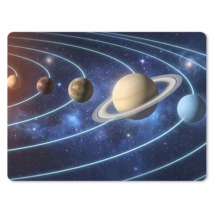 Ruimte - Zonnestelsel - Blauw muismat rubber klein -3d