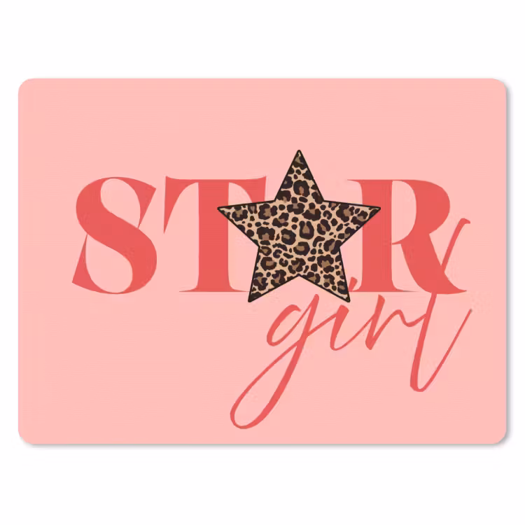 Star girl - Roze - Panter - Ster muismat rubber klein -3d