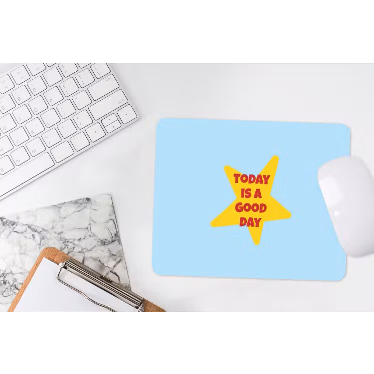 Ster - Today is a good day - Blauw muismat rubber klein -witbureau