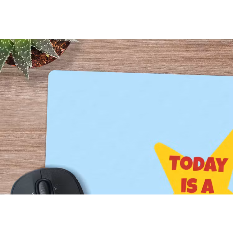 Ster - Today is a good day - Blauw muismat rubber klein -closeup