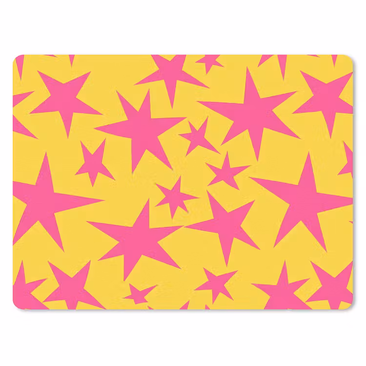 Sterren - Patroon - Roze - Geel muismat rubber klein 262 -3d