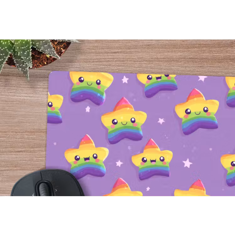 Sterren - Regenboog - Paars muismat rubber klein 262 -closeup