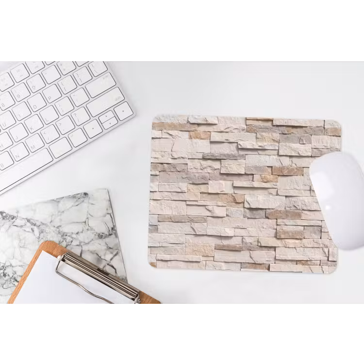 Steen - Muur - Textuur - Rustiek - Beige muismat rubber klein -witbureau