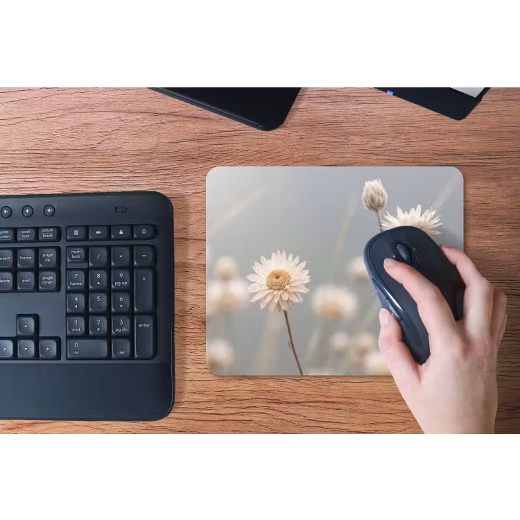 Strobloemen - Wit - Daglicht muismat rubber klein -toetsenbord