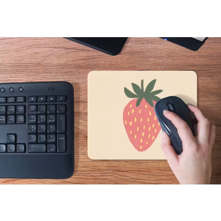Aardbei - Minimalistisch - Rood - Fruit muismat rubber klein -toetsenbord