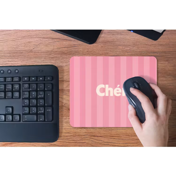 Gestreept - Roze - Chéri muismat rubber klein -toetsenbord