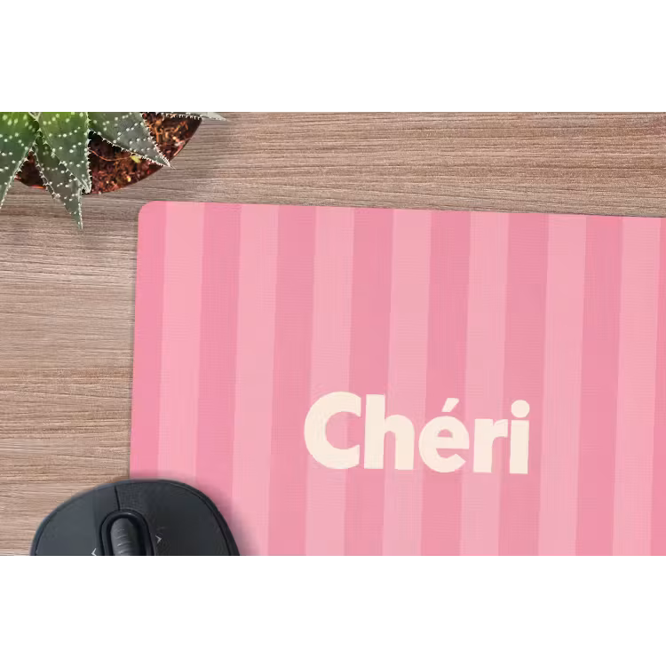 Gestreept - Roze - Chéri muismat rubber klein -closeup