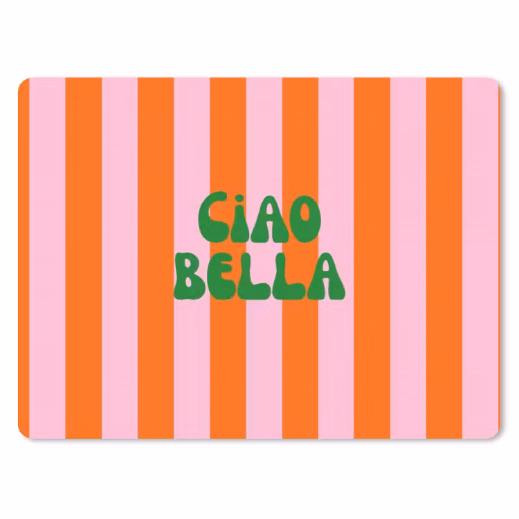 Strepen - Oranje - Verticaal - Ciao bella muismat rubber klein -3d