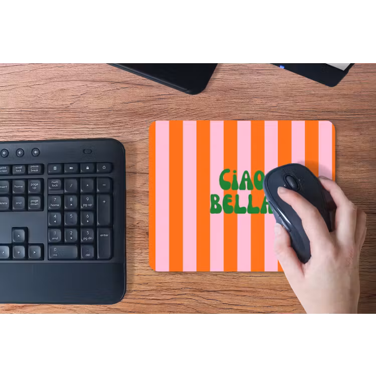 Strepen - Oranje - Verticaal - Ciao bella muismat rubber klein -toetsenbord