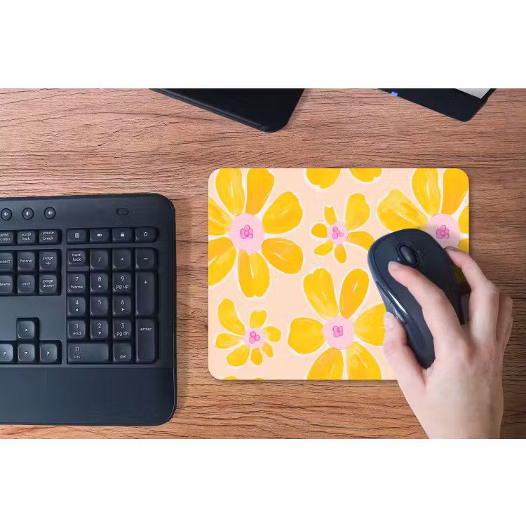 Zomers - Bloemen - Geel muismat rubber klein 262 -toetsenbord