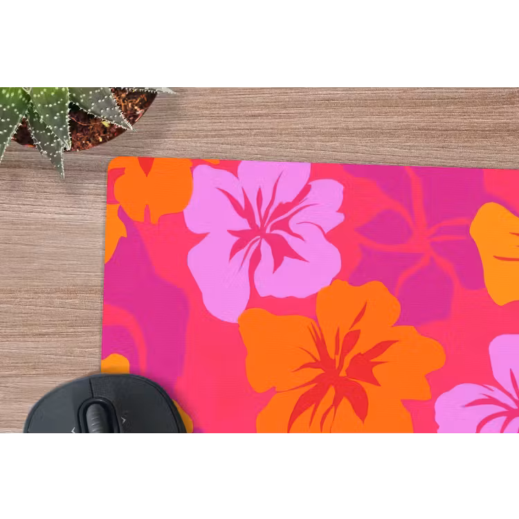 Zomers - Hibiscus - Kleurrijk muismat rubber klein 262 -closeup