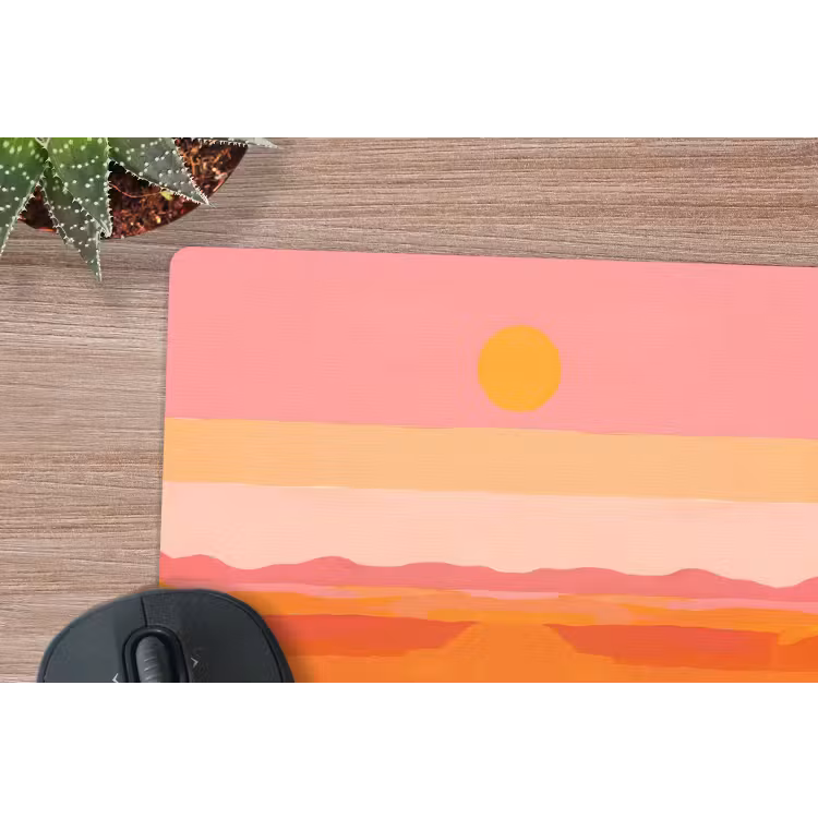 Zon - Abstract - Landschap - Oranje muismat rubber klein -closeup