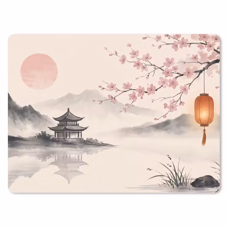 Zon - Japans - Traditioneel muismat rubber klein -3d