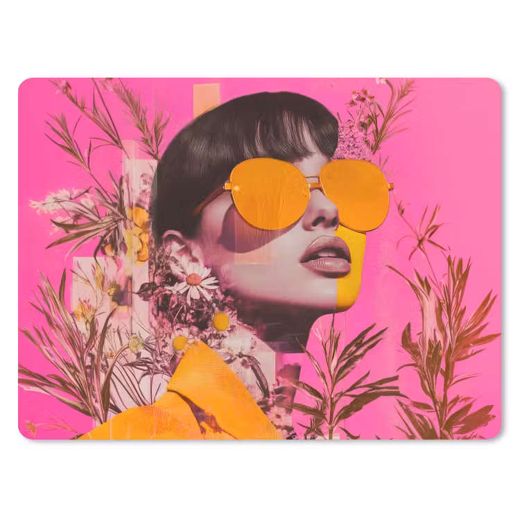 Zonnebril - Oranje - Vrouw - Planten muismat rubber klein -3d