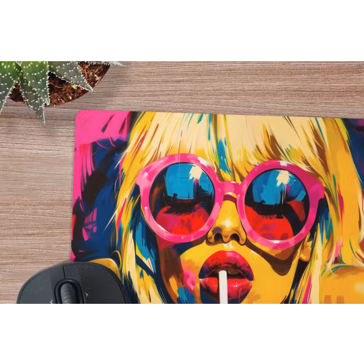 Zonnebril - Roze - Vrouw - Rietje muismat rubber klein -closeup