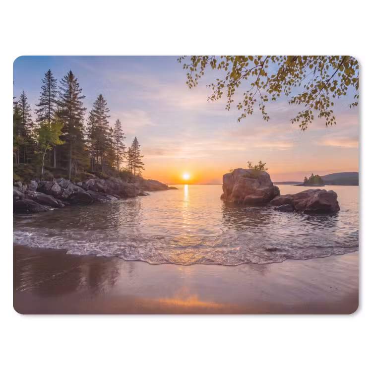 Zonsondergang - Kust - Water - Natuur - Oranje muismat rubber klein -3d
