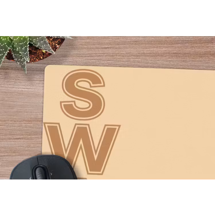 Swag - Bruin - Beige muismat rubber klein -closeup