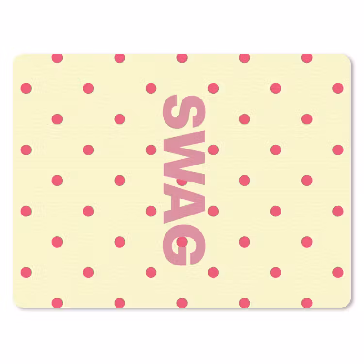 Swag - Roze - Stippen - Geel muismat rubber klein -3d