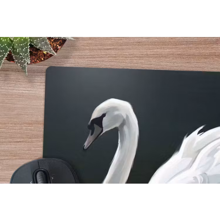 Zwaan - Water - Natuur - Realistisch - Wit muismat rubber klein -closeup