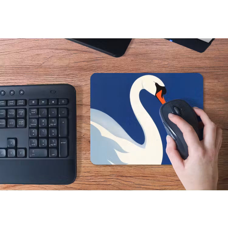 Zwaan - Wit - Snavel - Illustratie muismat rubber klein -toetsenbord