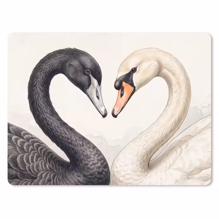 Zwanen - Hartvorm - Dieren muismat rubber klein -3d