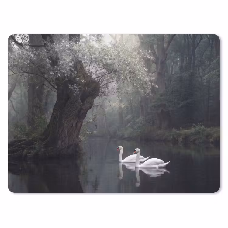 Zwanen - Rivier - Bos muismat rubber klein -3d