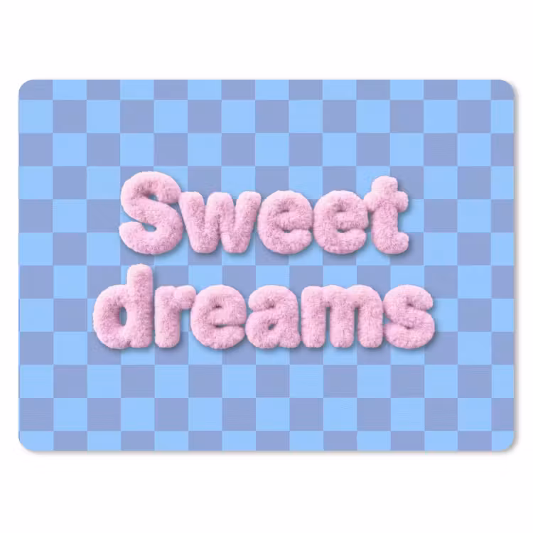 Sweet dreams - Vierkanten - Roze - Blauw muismat rubber klein -3d