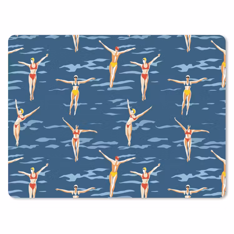 Zwemsters- Retro - Blauw muismat rubber klein 262 -3d