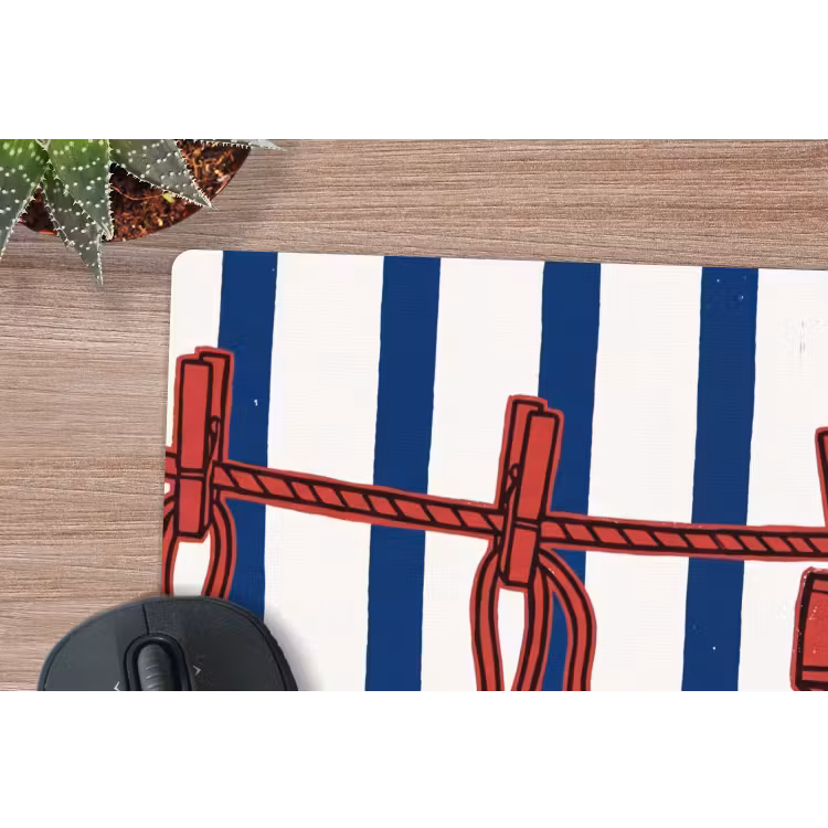 Badkleding - Waslijn - Zomer - Illustratie - Rood muismat rubber klein -closeup