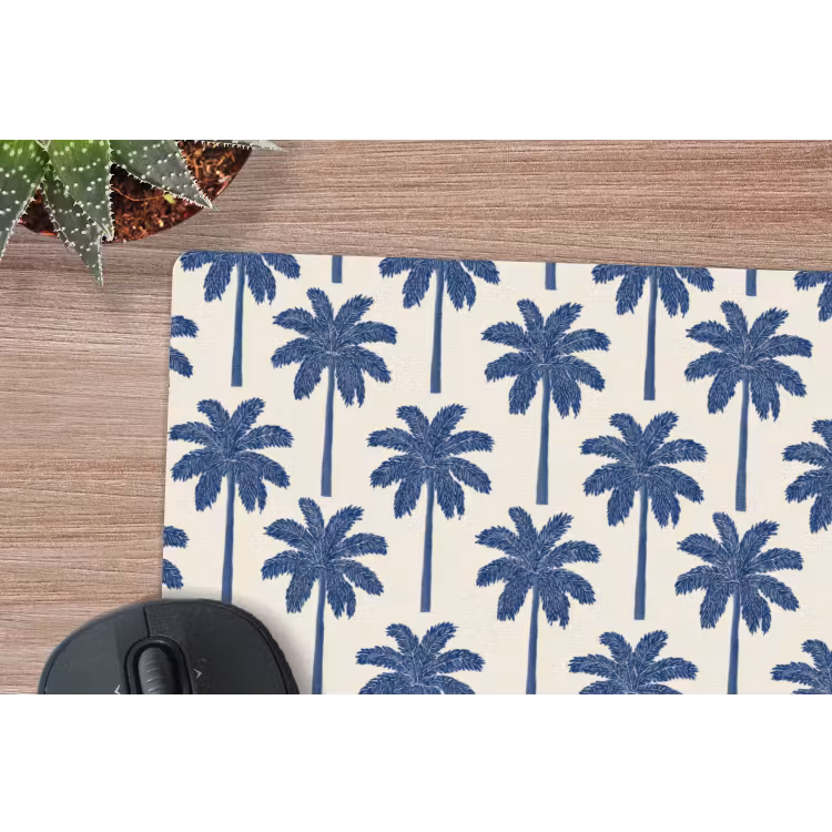 Symmetrisch - Palm - Blauw muismat rubber klein 262 -closeup