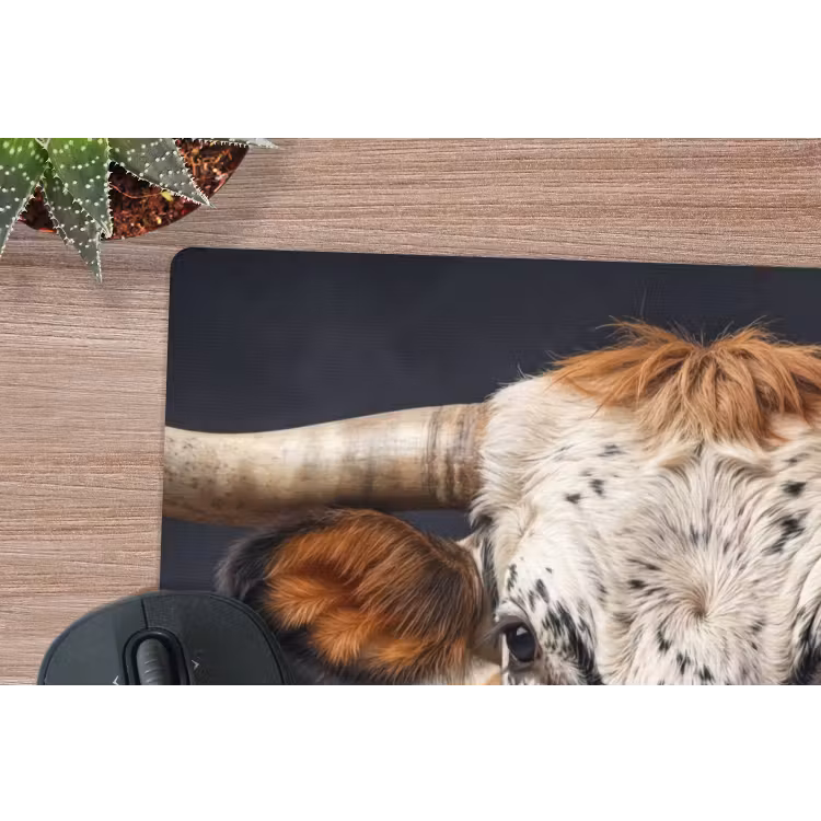 Stier - Kleurrijk - Hoorns muismat rubber klein -closeup