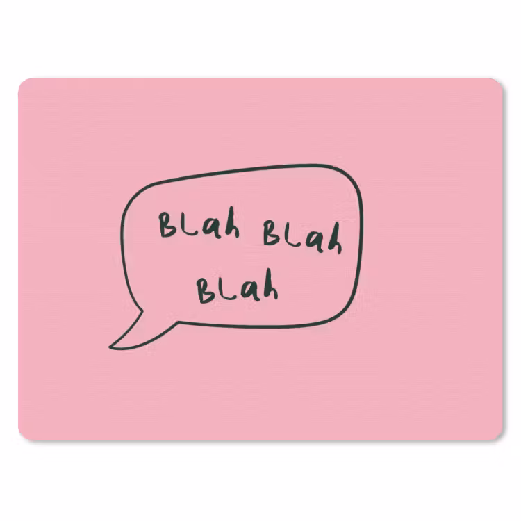 Tekstwolkje - BLAH BLAH BLAH - Roze muismat rubber klein -3d