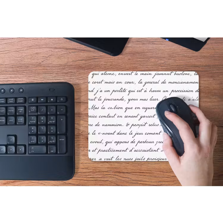 Tekst - Handschrift - Klassiek - ZwartWit muismat rubber klein -toetsenbord