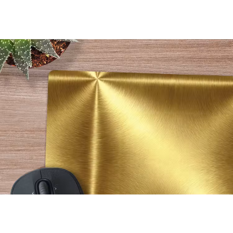 Textuur - Geborsteld Goud - Industrieel - Metallic muismat rubber klein 262 -closeup