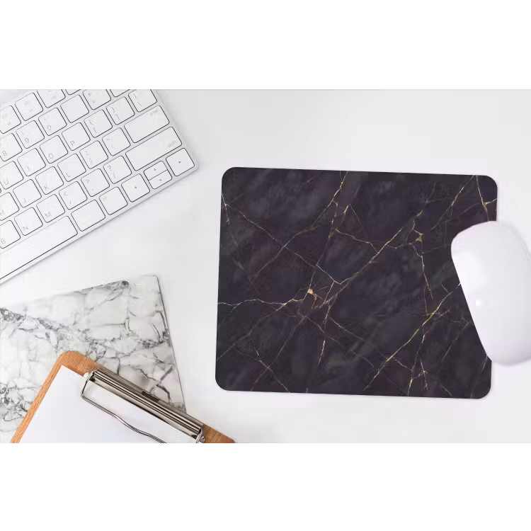 Textuur - Gouden lijnen - Abstract - Modern - Zwart muismat rubber klein -witbureau