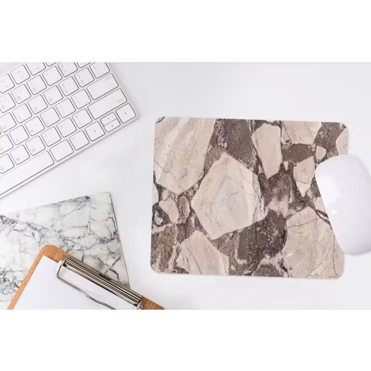 Textuur - Marmer - Abstract - Beige - Bruin muismat rubber klein -witbureau
