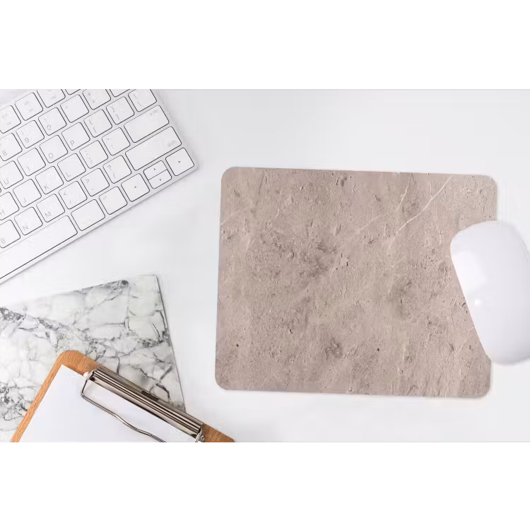 Textuur - Steen - Patroon - Rustiek - Beige muismat rubber klein -witbureau