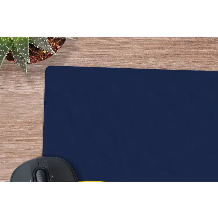 Think big - Blauw - Geel muismat rubber klein -closeup